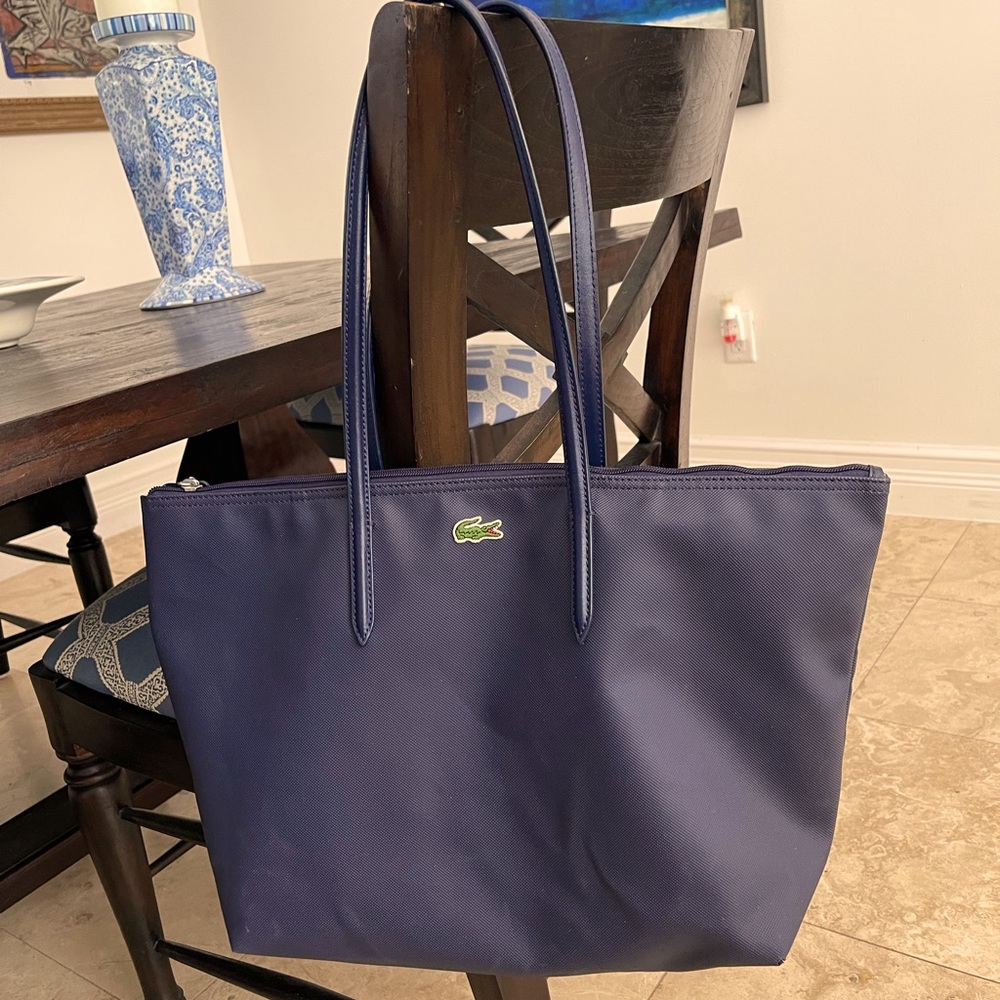 Navy Lacoste Nylon Tote Bag